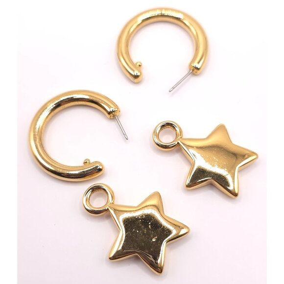 ✨ Celestial Star Hoop Earrings - Pure Golden Vibes ✨ - Picture 2 of 5